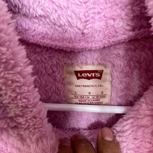 Levi’s Pink Lavender Girls Sherpa Fleece Pullover Large - Picture 6 of 9